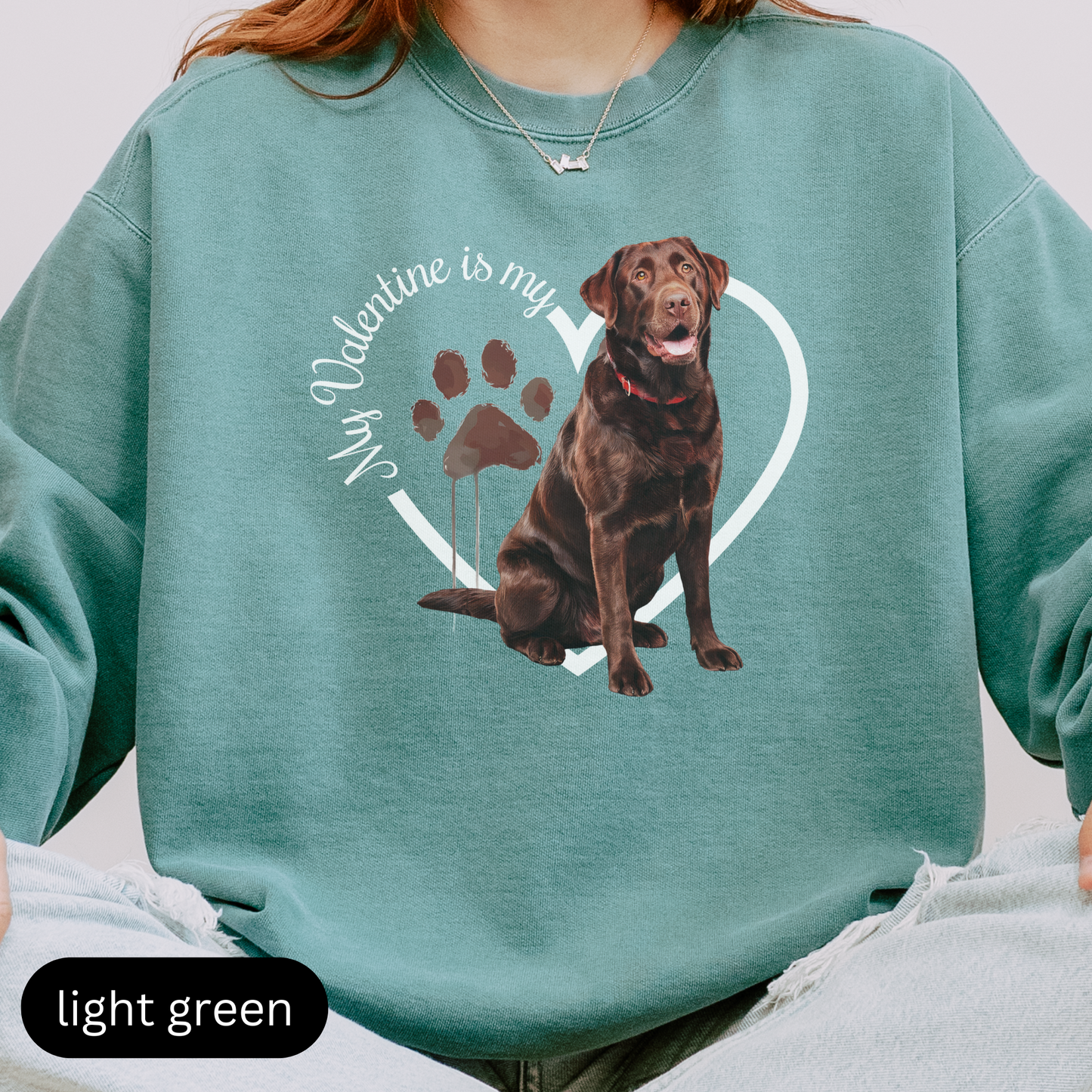 Valentine Chocolate Lab Sweatshirt, Chocolate Lab Mom, Valentine Heart Dog, Valentine Dog Comfort Colors Sweatshirt, Gift for Dog Lover