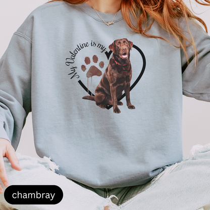 Valentine Chocolate Lab Sweatshirt, Chocolate Lab Mom, Valentine Heart Dog, Valentine Dog Comfort Colors Sweatshirt, Gift for Dog Lover