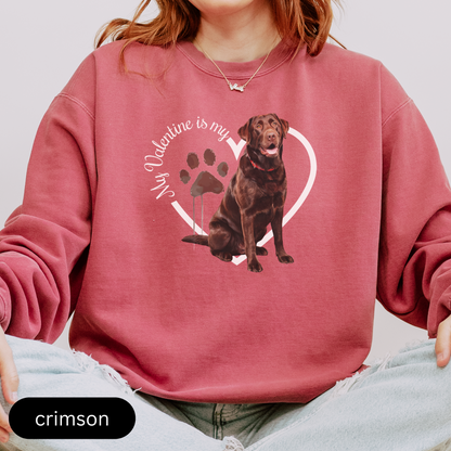 Valentine Chocolate Lab Sweatshirt, Chocolate Lab Mom, Valentine Heart Dog, Valentine Dog Comfort Colors Sweatshirt, Gift for Dog Lover