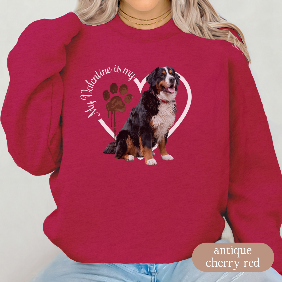 Valentine Bernese Mountain Dog Sweatshirt, Bernese Mountain Dog Mom, Valentine Heart Dog, Valentine Dog Sweatshirt, Gift for Dog Lover