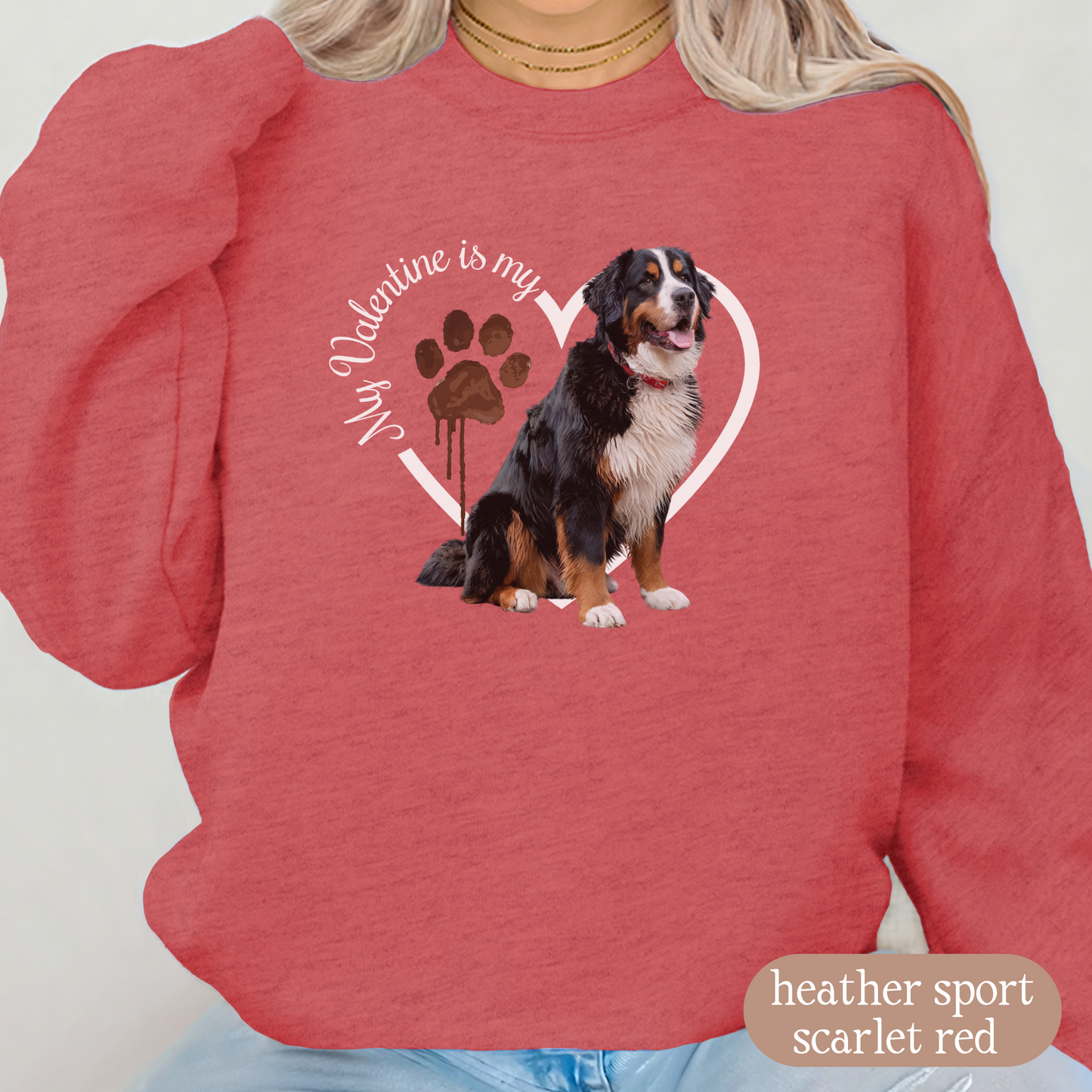 Valentine Bernese Mountain Dog Sweatshirt, Bernese Mountain Dog Mom, Valentine Heart Dog, Valentine Dog Sweatshirt, Gift for Dog Lover