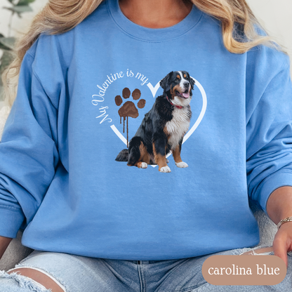 Valentine Bernese Mountain Dog Sweatshirt, Bernese Mountain Dog Mom, Valentine Heart Dog, Valentine Dog Sweatshirt, Gift for Dog Lover