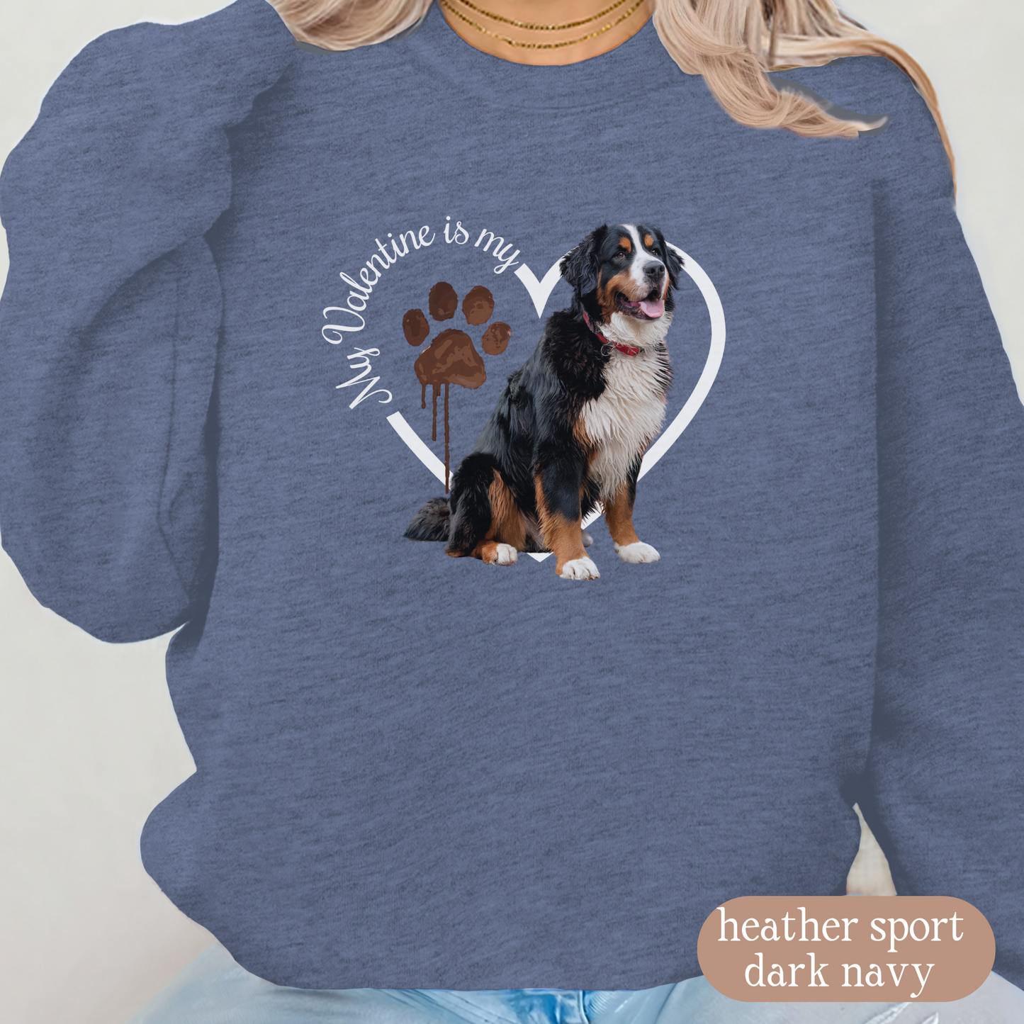 Valentine Bernese Mountain Dog Sweatshirt, Bernese Mountain Dog Mom, Valentine Heart Dog, Valentine Dog Sweatshirt, Gift for Dog Lover