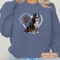 Load image into Gallery viewer, Valentine Bernese Mountain Dog Sweatshirt, Bernese Mountain Dog Mom, Valentine Heart Dog, Valentine Dog Sweatshirt, Gift for Dog Lover
