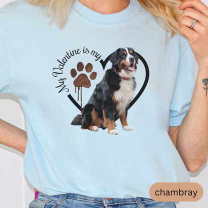 Valentine Bernese Mountain Dog Shirt, Bernese Mountain Dog Mom, Valentine Heart Dog, Valentine Dog Shirt, Gift for Dog Lover