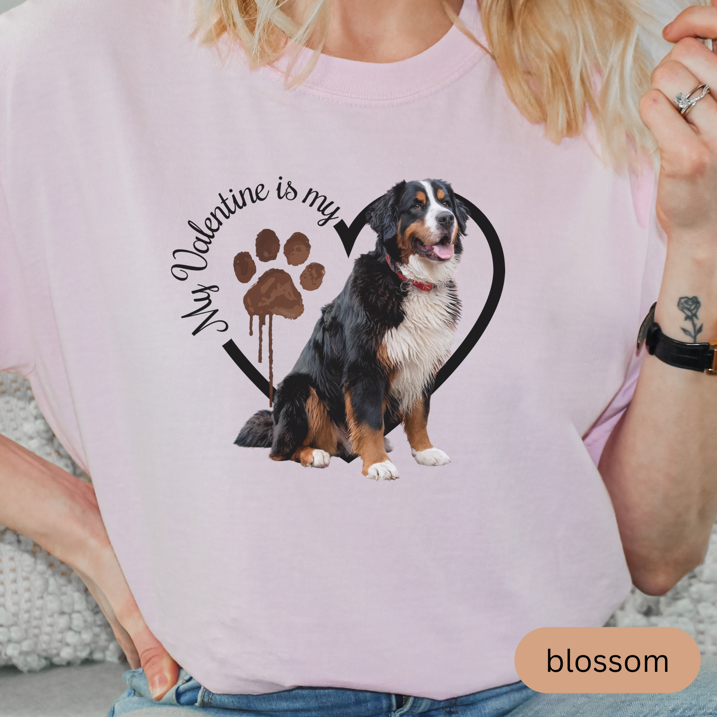 Valentine Bernese Mountain Dog Shirt, Bernese Mountain Dog Mom, Valentine Heart Dog, Valentine Dog Shirt, Gift for Dog Lover