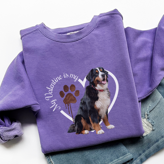 Valentine Bernese Mountain Dog Sweatshirt, Bernese Mom, Valentine Heart Dog, Valentine Dog Comfort Colors Sweatshirt, Gift for Dog Lover