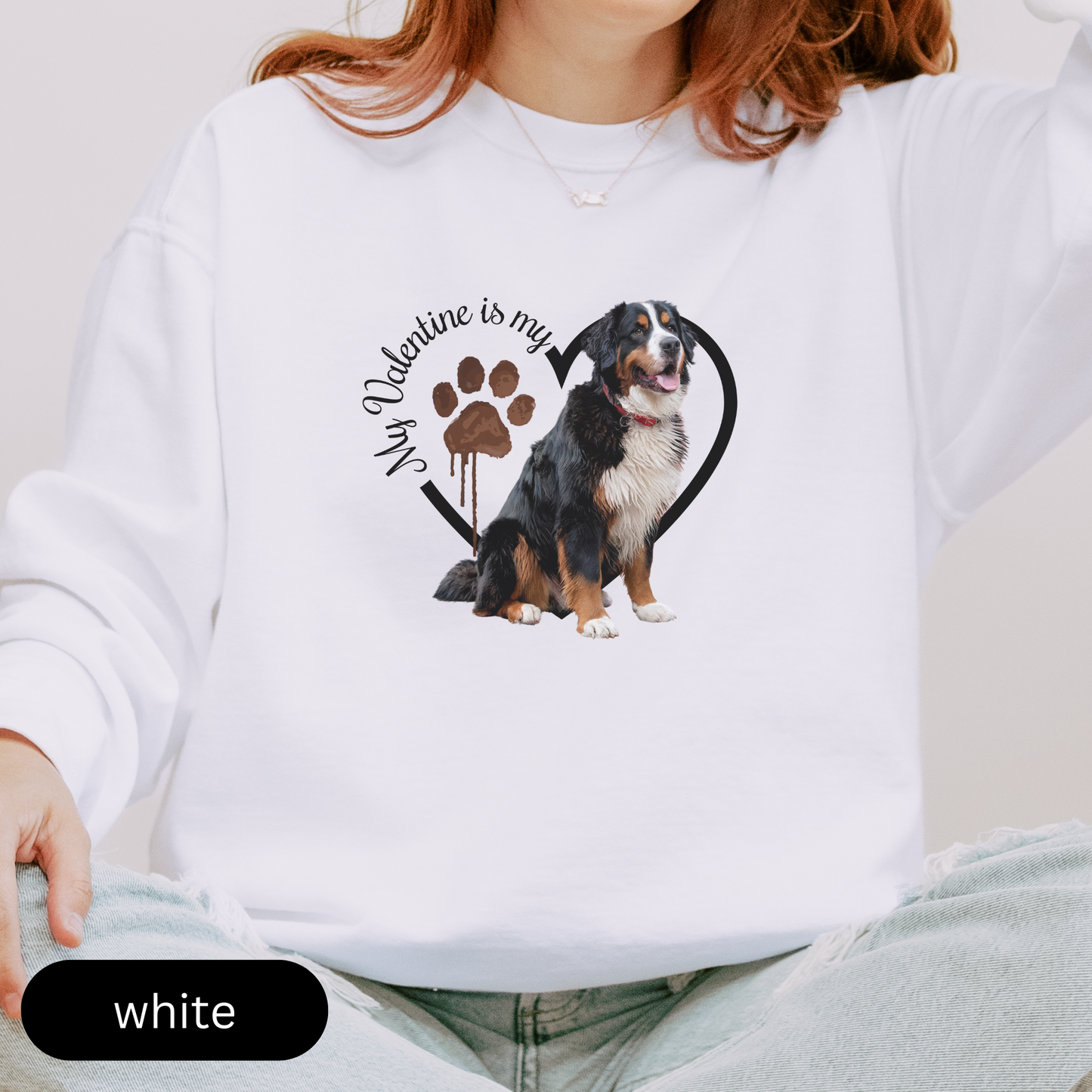 Valentine Bernese Mountain Dog Sweatshirt, Bernese Mom, Valentine Heart Dog, Valentine Dog Comfort Colors Sweatshirt, Gift for Dog Lover