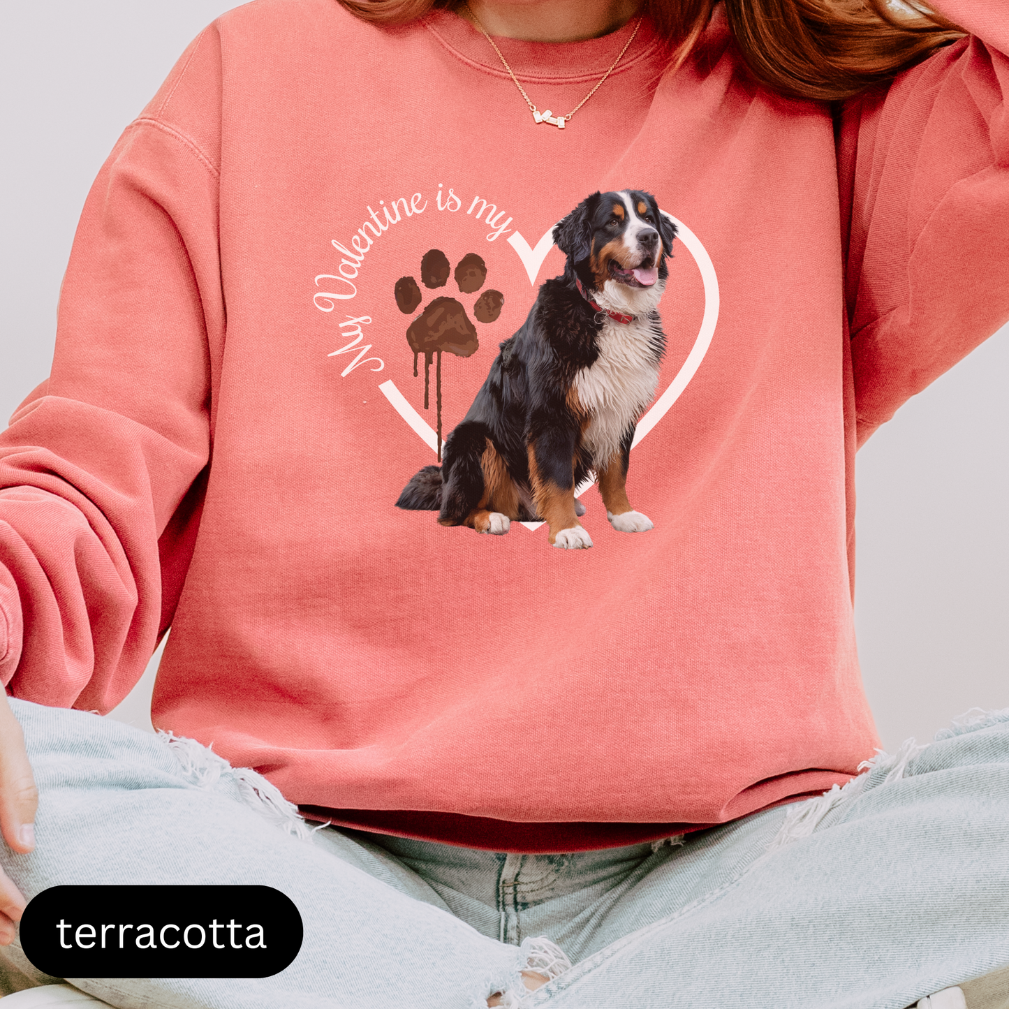 Valentine Bernese Mountain Dog Sweatshirt, Bernese Mom, Valentine Heart Dog, Valentine Dog Comfort Colors Sweatshirt, Gift for Dog Lover