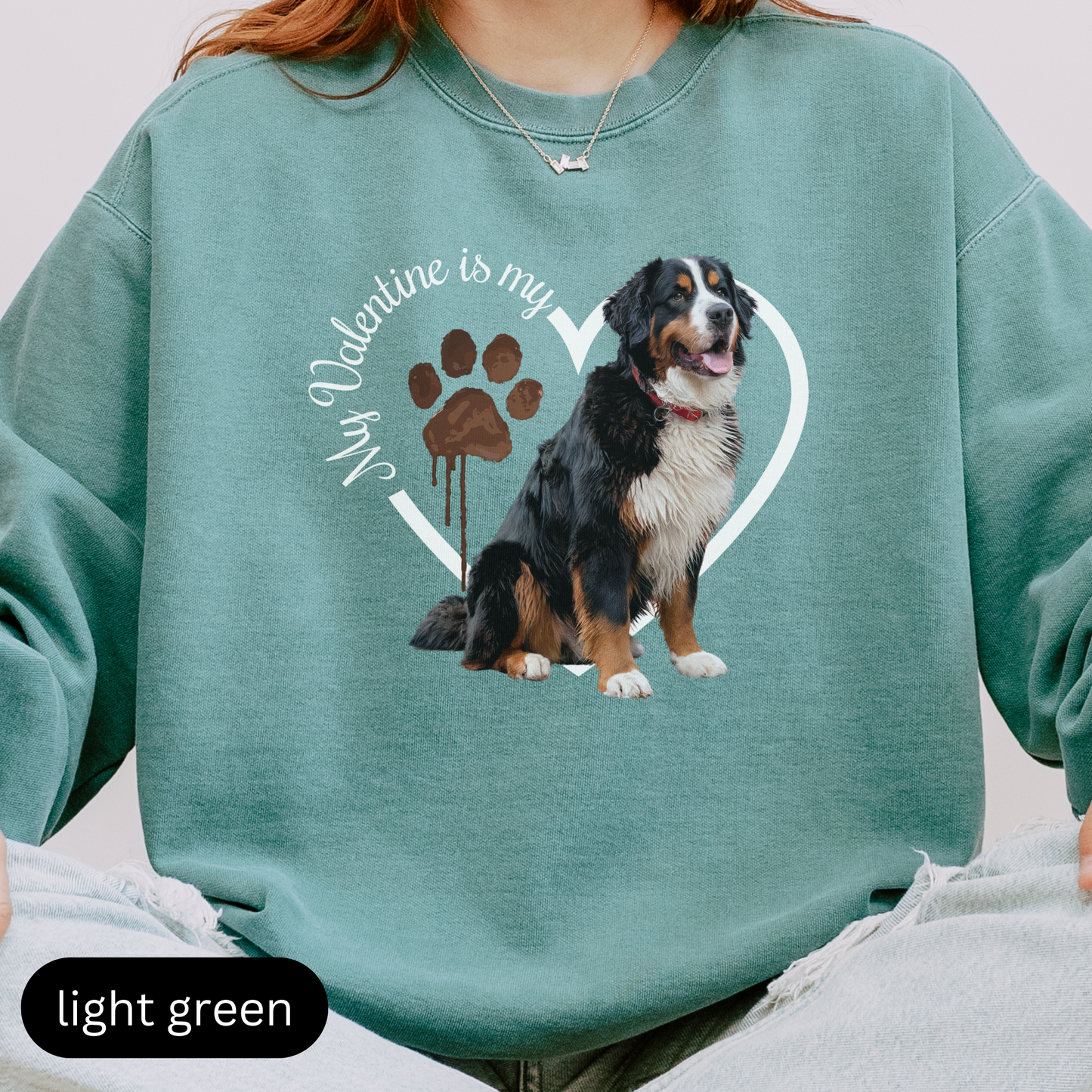 Valentine Bernese Mountain Dog Sweatshirt, Bernese Mom, Valentine Heart Dog, Valentine Dog Comfort Colors Sweatshirt, Gift for Dog Lover