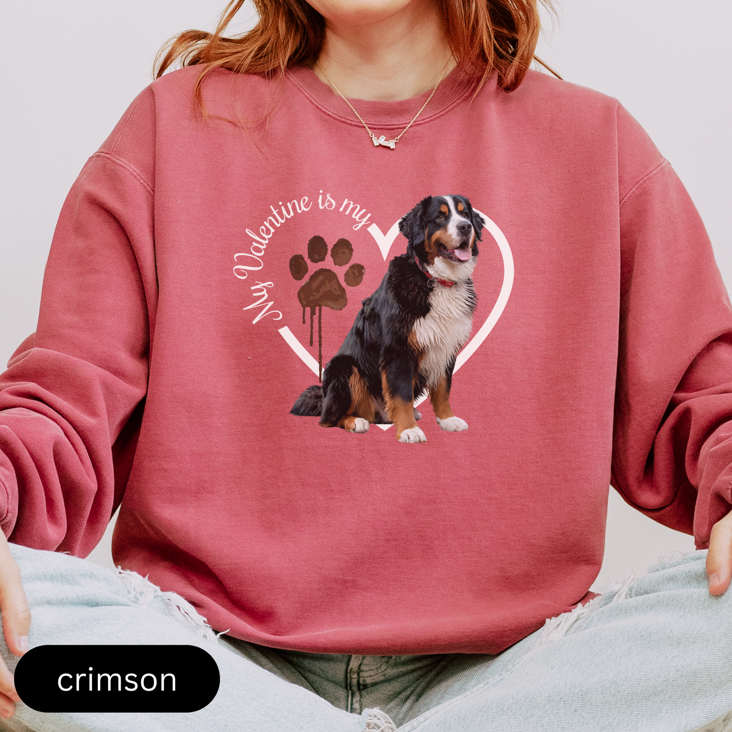 Valentine Bernese Mountain Dog Sweatshirt, Bernese Mom, Valentine Heart Dog, Valentine Dog Comfort Colors Sweatshirt, Gift for Dog Lover