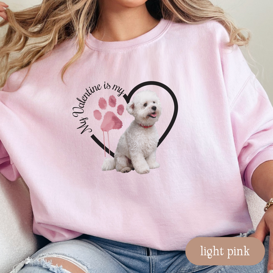 Valentine Bichon Frise Sweatshirt, Bichon Frise Mom, Valentine Heart Dog, Valentine Dog Sweatshirt, Gift for Dog Lover