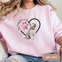 Load image into Gallery viewer, Valentine Bichon Frise Sweatshirt, Bichon Frise Mom, Valentine Heart Dog, Valentine Dog Sweatshirt, Gift for Dog Lover
