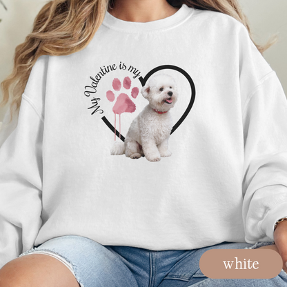 Valentine Bichon Frise Sweatshirt, Bichon Frise Mom, Valentine Heart Dog, Valentine Dog Sweatshirt, Gift for Dog Lover