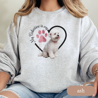 Valentine Bichon Frise Sweatshirt, Bichon Frise Mom, Valentine Heart Dog, Valentine Dog Sweatshirt, Gift for Dog Lover