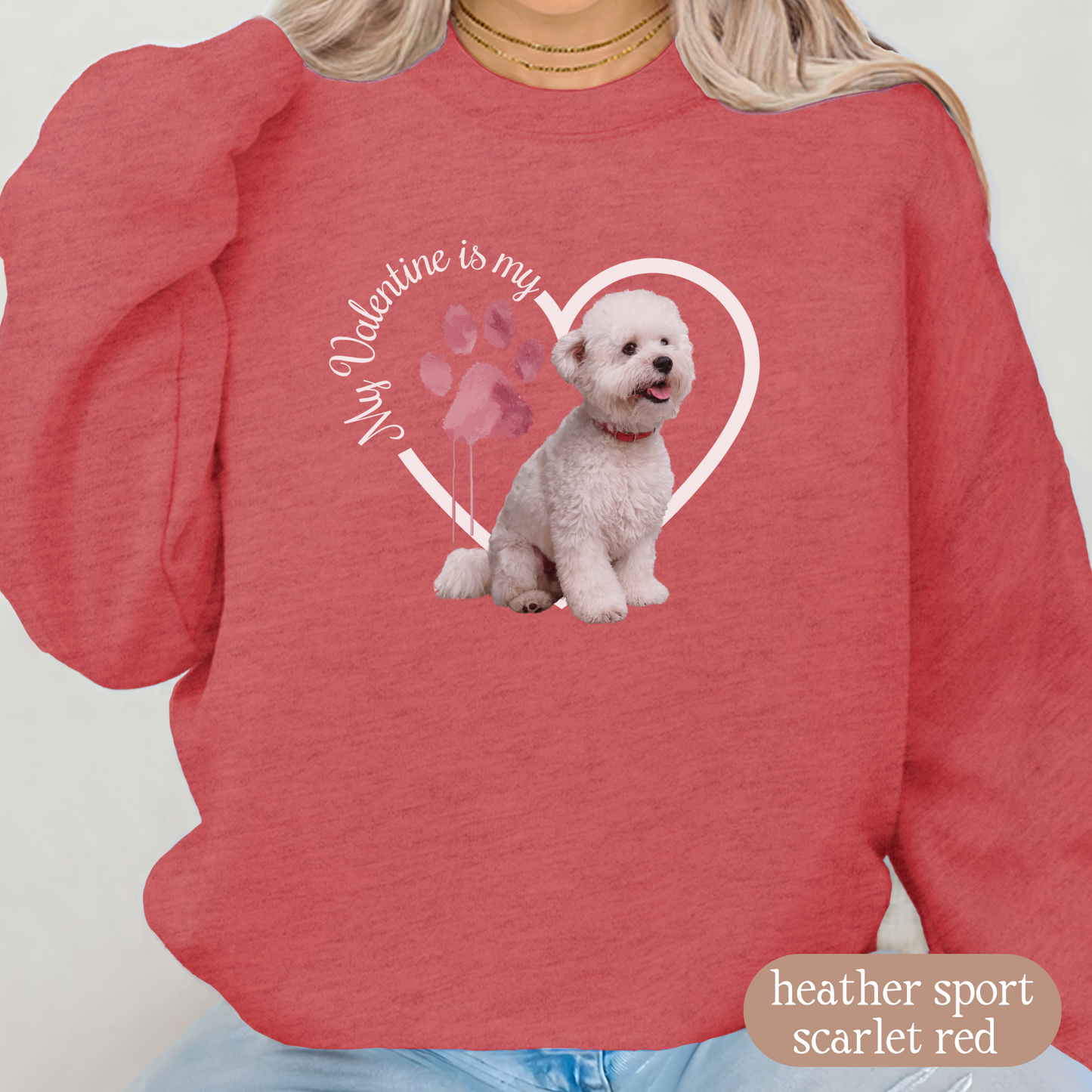 Valentine Bichon Frise Sweatshirt, Bichon Frise Mom, Valentine Heart Dog, Valentine Dog Sweatshirt, Gift for Dog Lover