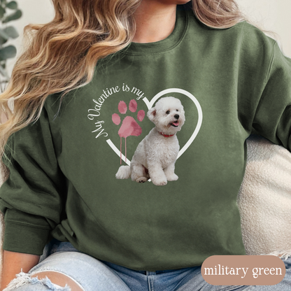 Valentine Bichon Frise Sweatshirt, Bichon Frise Mom, Valentine Heart Dog, Valentine Dog Sweatshirt, Gift for Dog Lover