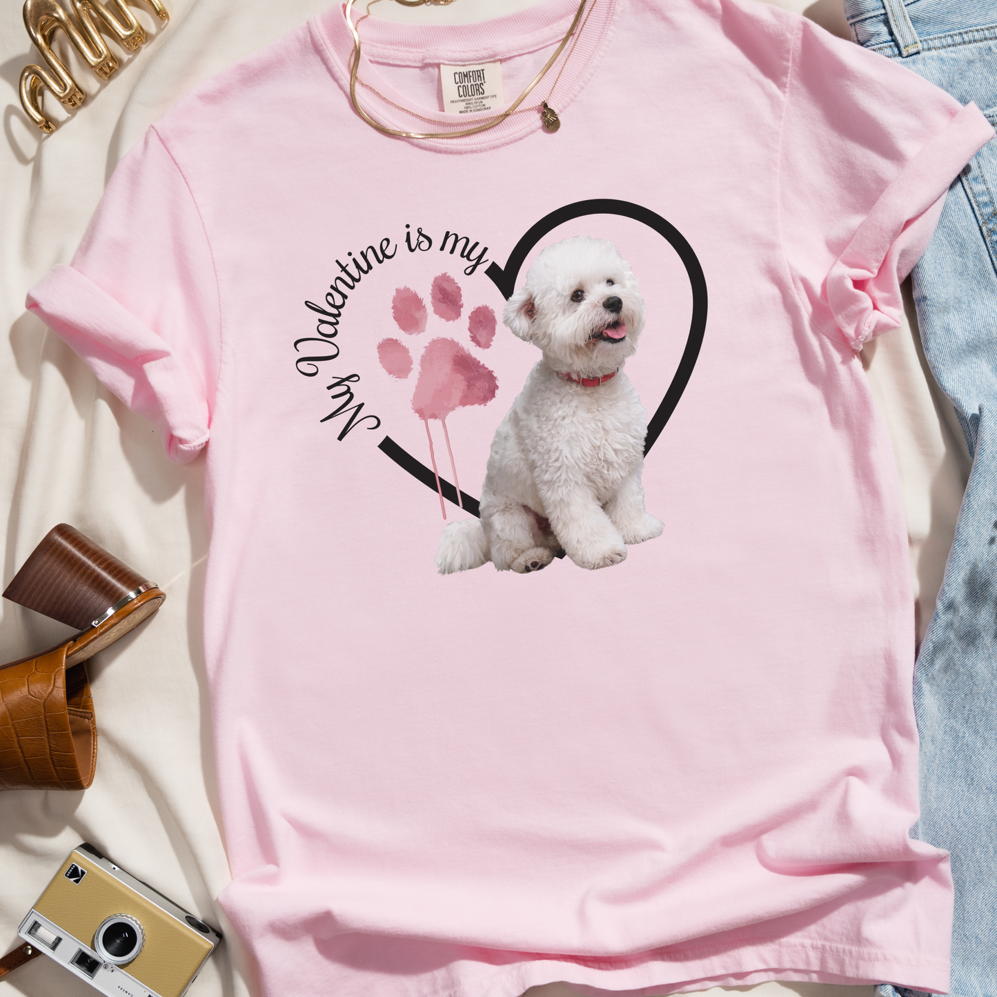 Valentine Bichon Frise Shirt, Bichon Frise Mom, Valentine Heart Dog, Valentine Dog Shirt, Gift for Dog Lover