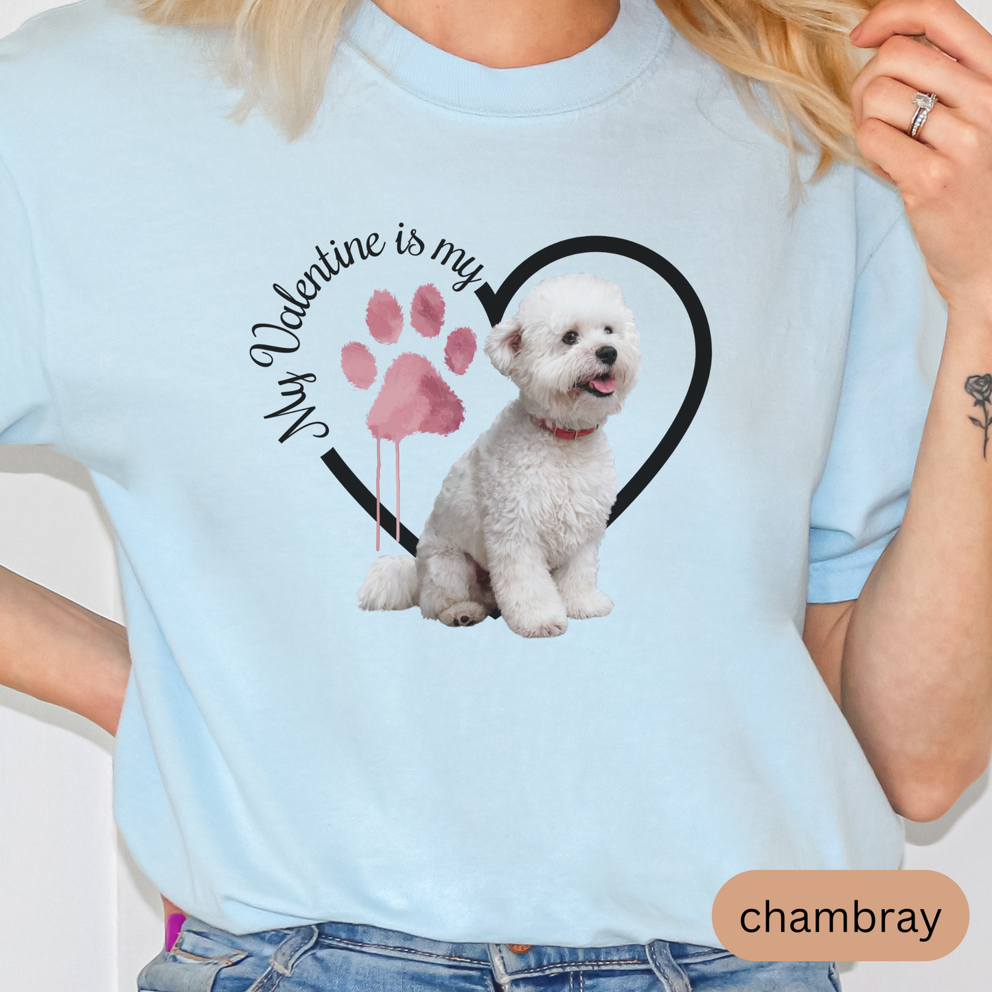 Valentine Bichon Frise Shirt, Bichon Frise Mom, Valentine Heart Dog, Valentine Dog Shirt, Gift for Dog Lover