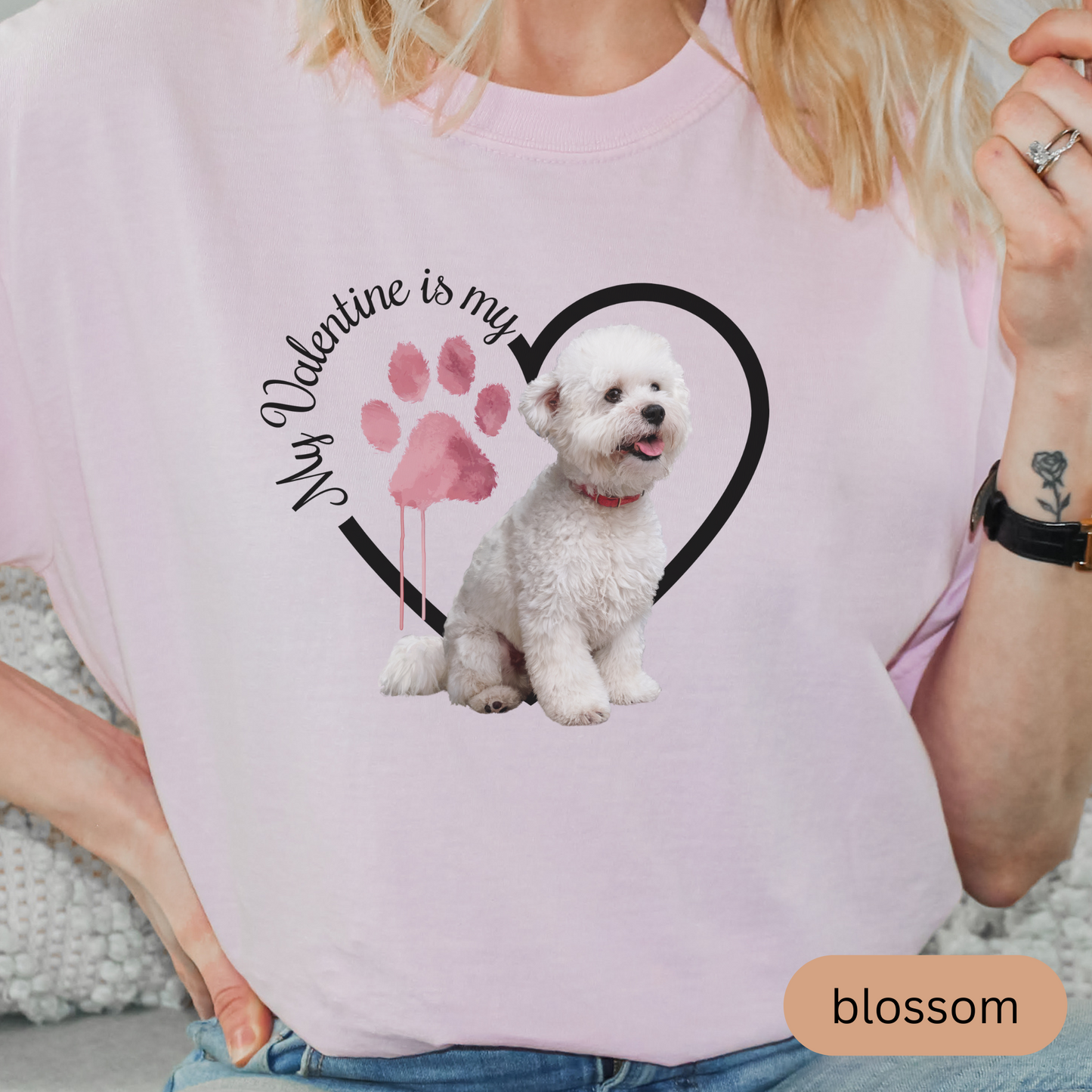 Valentine Bichon Frise Shirt, Bichon Frise Mom, Valentine Heart Dog, Valentine Dog Shirt, Gift for Dog Lover