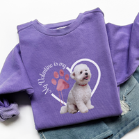 Load image into Gallery viewer, Bichon Frise Sweatshirt, Dog Lover Gift, My Valentine is My Dog, Heart Graphic Top, Pet Owner Jumper, Cute Animal Print, Unisex Pullover
