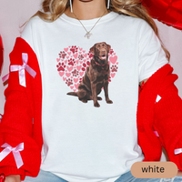 Load image into Gallery viewer, Heart Paw Print Chocolate Lab Comfort Colors T-shirt, Unisex Tee, Dog Lover Shirt, Cute Animal Graphic Tee, Pet Owner Gift
