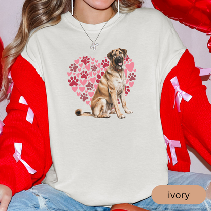 Heart Paw Print Anatolian Shepherd Comfort Colors T-shirt, Unisex Tee, Dog Lover Shirt, Cute Animal Graphic Tee, Pet Owner Gift