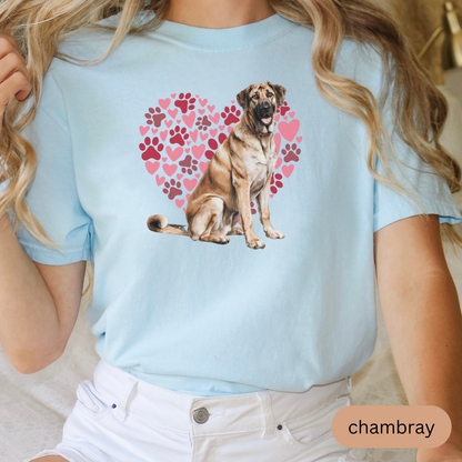 Heart Paw Print Anatolian Shepherd Comfort Colors T-shirt, Unisex Tee, Dog Lover Shirt, Cute Animal Graphic Tee, Pet Owner Gift