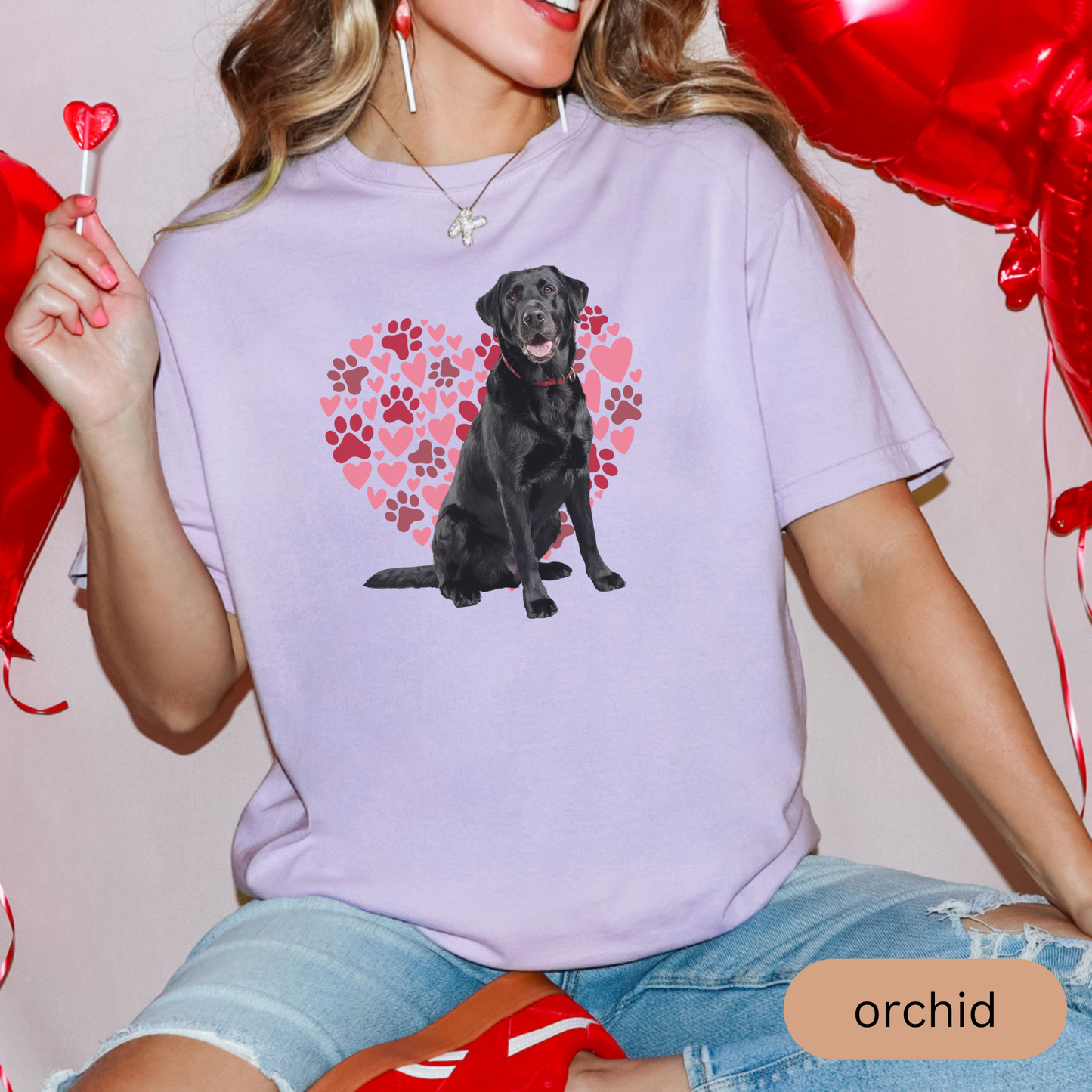 Heart Paw Print Black Lab Comfort Colors T-shirt, Unisex Tee, Dog Lover Shirt, Cute Animal Graphic Tee, Pet Owner Gift