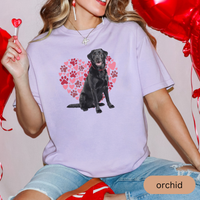 Load image into Gallery viewer, Heart Paw Print Black Lab Comfort Colors T-shirt, Unisex Tee, Dog Lover Shirt, Cute Animal Graphic Tee, Pet Owner Gift
