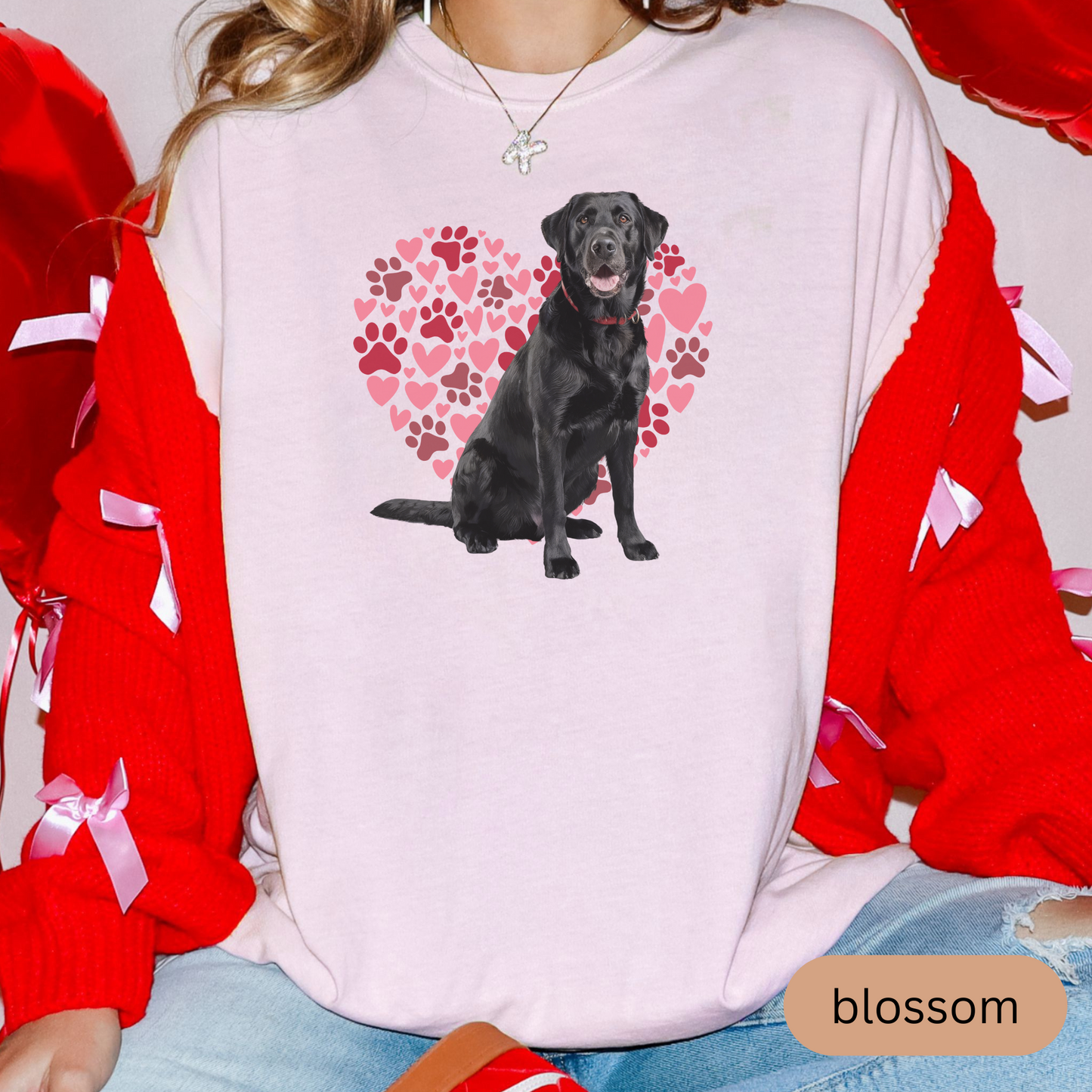 Heart Paw Print Black Lab Comfort Colors T-shirt, Unisex Tee, Dog Lover Shirt, Cute Animal Graphic Tee, Pet Owner Gift