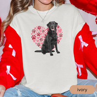 Load image into Gallery viewer, Heart Paw Print Black Lab Comfort Colors T-shirt, Unisex Tee, Dog Lover Shirt, Cute Animal Graphic Tee, Pet Owner Gift
