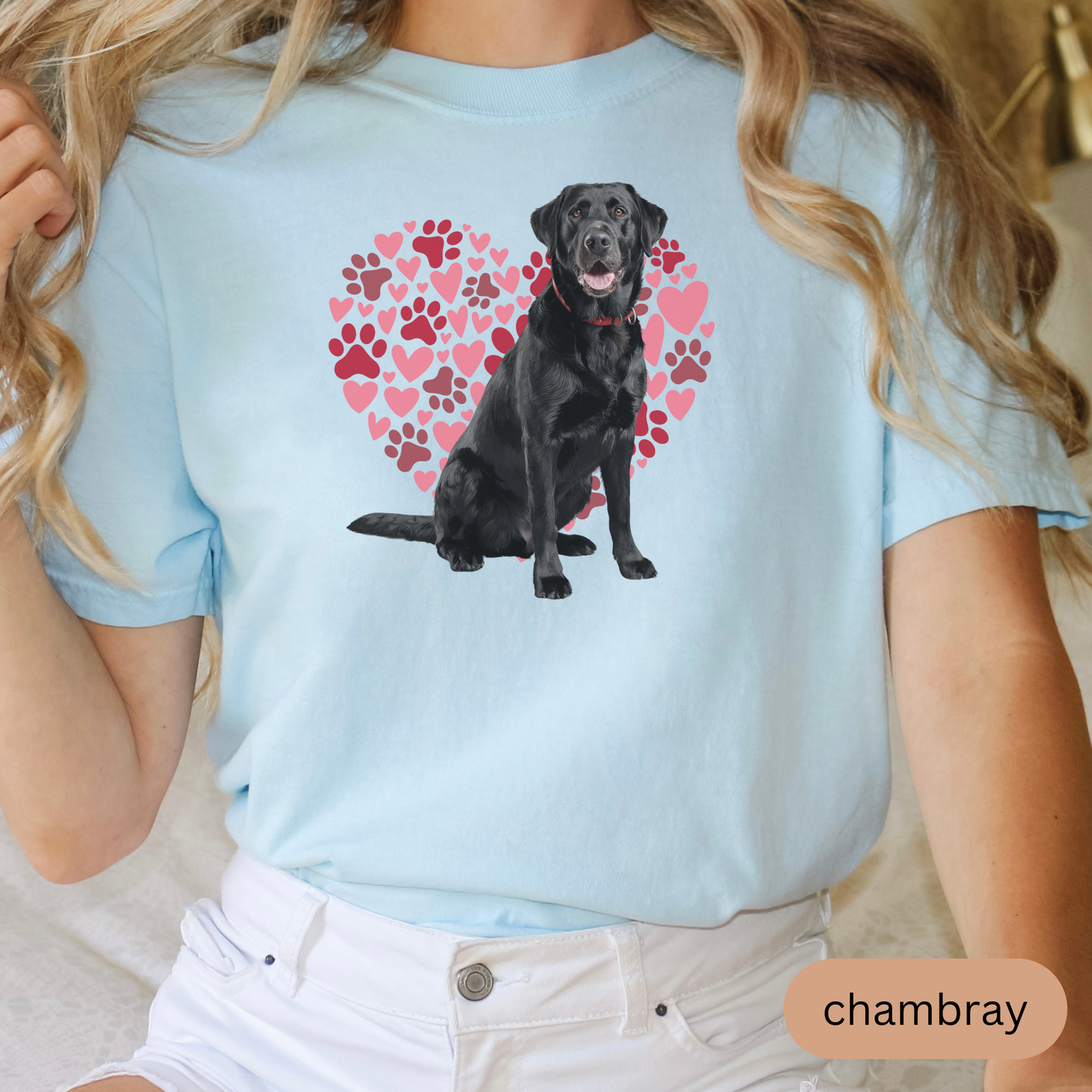 Heart Paw Print Black Lab Comfort Colors T-shirt, Unisex Tee, Dog Lover Shirt, Cute Animal Graphic Tee, Pet Owner Gift