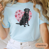 Load image into Gallery viewer, Heart Paw Print Black Lab Comfort Colors T-shirt, Unisex Tee, Dog Lover Shirt, Cute Animal Graphic Tee, Pet Owner Gift
