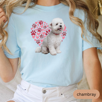 Load image into Gallery viewer, Heart Paw Print Bichon Frise Comfort Colors T-shirt, Unisex Tee, Dog Lover Shirt, Cute Animal Graphic Tee, Pet Owner Gift
