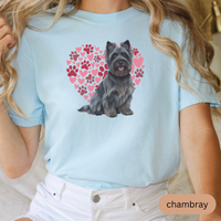 Load image into Gallery viewer, Heart Paw Print Black Cairn Terrier Comfort Colors T-shirt, Unisex Tee, Dog Lover Shirt, Cute Animal Graphic Tee, Pet Owner Gift
