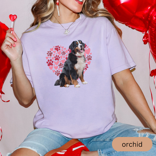 Heart Paw Print Bernese Mountain Dog Comfort Colors T-shirt, Unisex Tee, Dog Lover Shirt, Cute Animal Graphic Tee, Pet Owner Gift