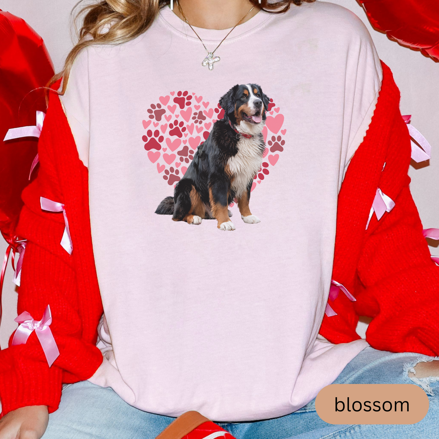 Heart Paw Print Bernese Mountain Dog Comfort Colors T-shirt, Unisex Tee, Dog Lover Shirt, Cute Animal Graphic Tee, Pet Owner Gift