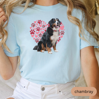 Load image into Gallery viewer, Heart Paw Print Bernese Mountain Dog Comfort Colors T-shirt, Unisex Tee, Dog Lover Shirt, Cute Animal Graphic Tee, Pet Owner Gift
