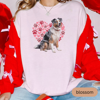 Load image into Gallery viewer, Heart Paw Print Australian Shepherd Comfort Colors T-shirt, Unisex Tee, Dog Lover Shirt, Cute Animal Graphic Tee, Pet Owner Gift
