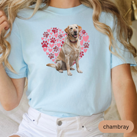 Load image into Gallery viewer, Heart Paw Print Yellow Lab Comfort Colors T-shirt, Unisex Tee, Dog Lover Shirt, Cute Animal Graphic Tee, Pet Owner Gift
