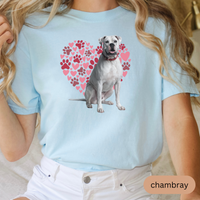 Load image into Gallery viewer, Heart Paw Print White Boxer Comfort Colors T-shirt, Unisex Tee, Dog Lover Shirt, Cute Animal Graphic Tee, Pet Owner Gift

