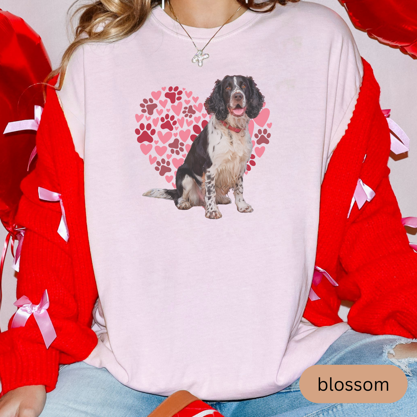 Heart Paw Print Springer Spaniel Comfort Colors T-shirt, Unisex Tee, Dog Lover Shirt, Cute Animal Graphic Tee, Pet Owner Gift