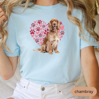 Load image into Gallery viewer, Heart Paw Print Cocker Spaniel Comfort Colors T-shirt, Unisex Tee, Dog Lover Shirt, Cute Animal Graphic Tee, Pet Owner Gift
