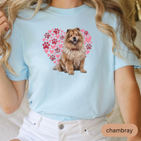 Load image into Gallery viewer, Heart Paw Print Chow Comfort Colors T-shirt, Unisex Tee, Dog Lover Shirt, Cute Animal Graphic Tee, Pet Owner Gift

