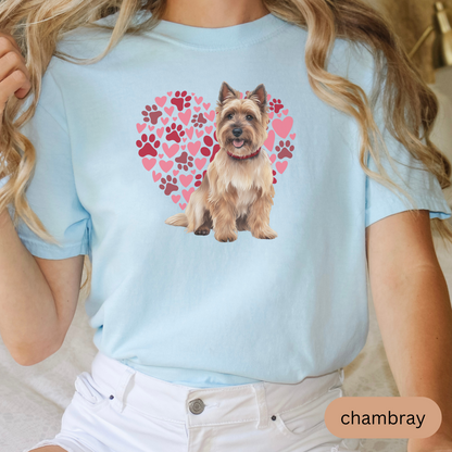 Heart Paw Print Cairn Terrier Comfort Colors T-shirt, Unisex Tee, Dog Lover Shirt, Cute Animal Graphic Tee, Pet Owner Gift