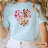 Load image into Gallery viewer, Heart Paw Print Cairn Terrier Comfort Colors T-shirt, Unisex Tee, Dog Lover Shirt, Cute Animal Graphic Tee, Pet Owner Gift
