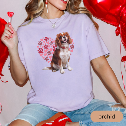 Heart Paw Print Cavalier King Charles Spaniel Comfort Colors T-shirt, Unisex Tee, Dog Lover Shirt, Cute Animal Graphic Tee, Pet Owner Gift