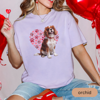 Load image into Gallery viewer, Heart Paw Print Cavalier King Charles Spaniel Comfort Colors T-shirt, Unisex Tee, Dog Lover Shirt, Cute Animal Graphic Tee, Pet Owner Gift
