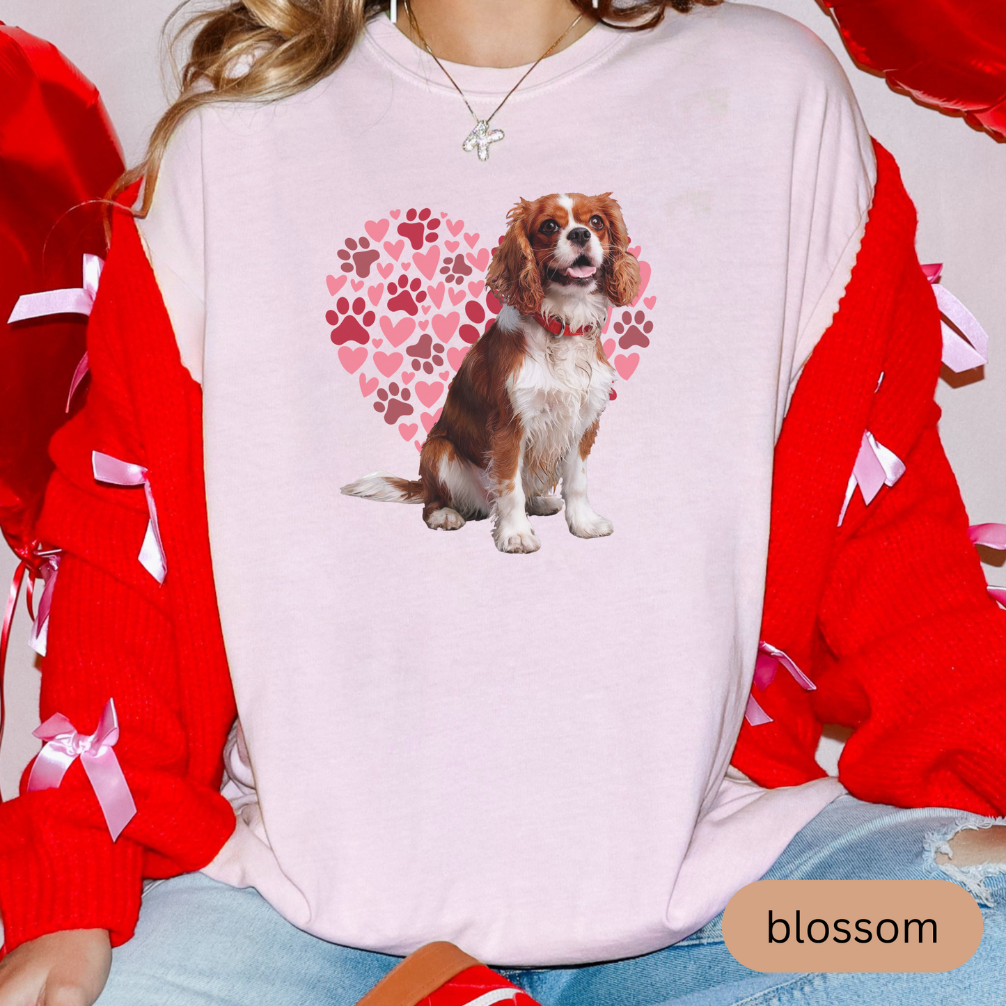 Heart Paw Print Cavalier King Charles Spaniel Comfort Colors T-shirt, Unisex Tee, Dog Lover Shirt, Cute Animal Graphic Tee, Pet Owner Gift